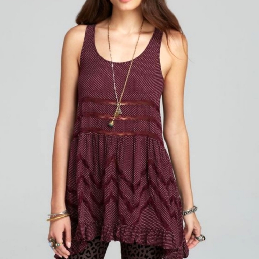 Free People Volia Trapeze Slip Blackberry Casual Dress‎